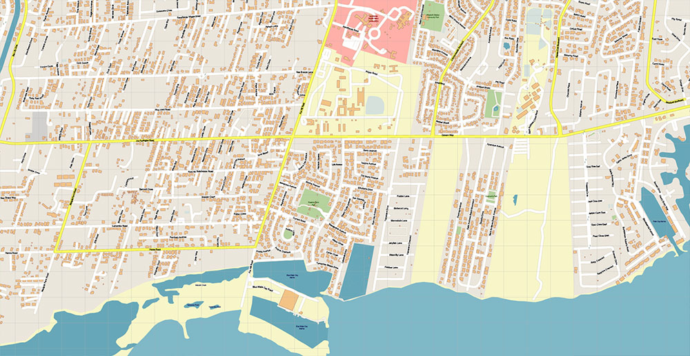 Nassau Bahamas Vector Map Exact High Detailed Street Map editable Adobe Illustrator in layers