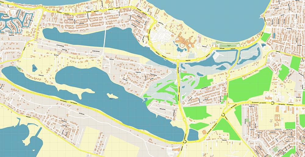 Nassau Bahamas Vector Map Exact High Detailed Street Map editable Adobe Illustrator in layers