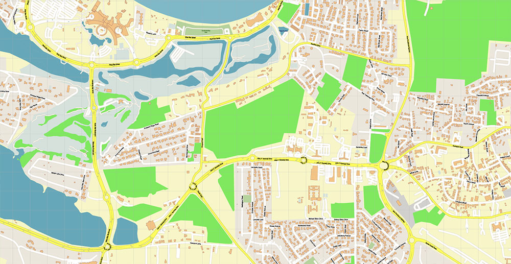 Nassau Bahamas Vector Map Exact High Detailed Street Map editable Adobe Illustrator in layers