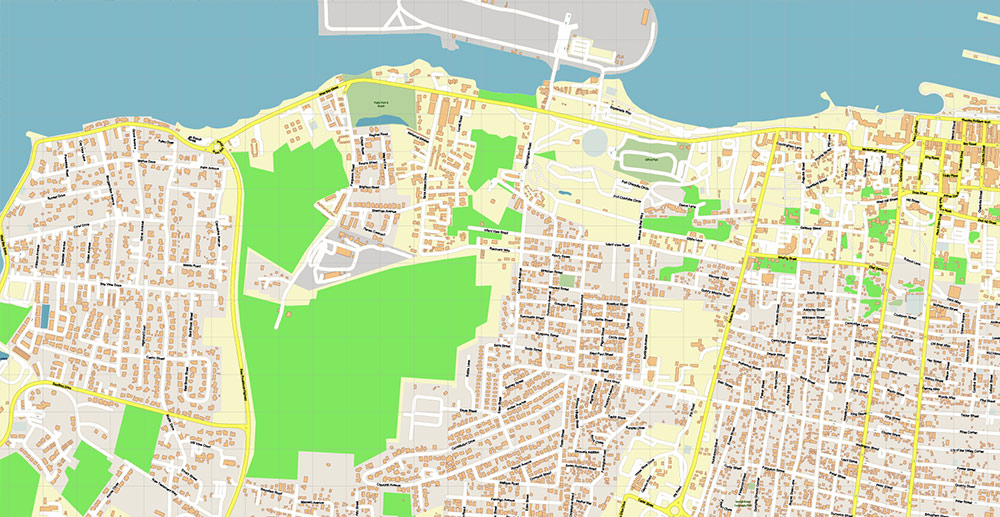 Nassau Bahamas Vector Map Exact High Detailed Street Map editable Adobe Illustrator in layers