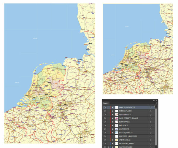 Netherlands Map Vector Exact Low Detailed Road & Admin Map editable Adobe Illustrator and PDF in layers in 1 archive Netherlands Map Vector Exact Low Detailed Road & Admin Map editable Adobe Illustrator and PDF in layers in 1 archive