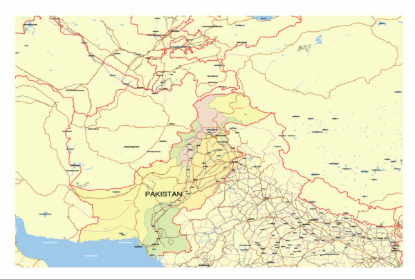 Pakistan Map Vector Exact Low Detailed Road & Admin Map editable Adobe Illustrator and PDF in layers in 1 archive Pakistan Map Vector Exact Low Detailed Road & Admin Map editable Adobe Illustrator and PDF in layers in 1 archive