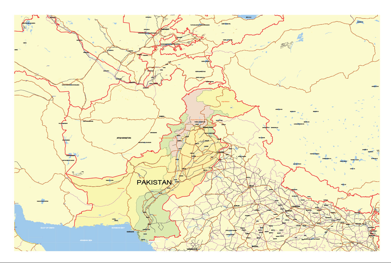 Pakistan Map Vector Exact Low Detailed Road & Admin Map editable Adobe Illustrator and PDF in layers in 1 archive Pakistan Map Vector Exact Low Detailed Road & Admin Map editable Adobe Illustrator and PDF in layers in 1 archive
