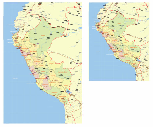 Peru Map Vector Exact Low Detailed Road & Admin Map editable Adobe Illustrator and PDF in layers in 1 archive Peru Map Vector Exact Low Detailed Road & Admin Map editable Adobe Illustrator and PDF in layers in 1 archive