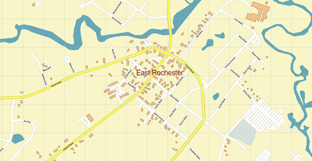 Rochester Dover Portsmouth New Hampshire USA Vector Map Exact High Detailed Street Map editable Adobe Illustrator in layers