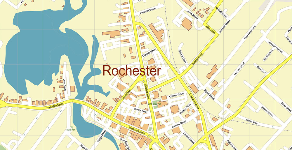 Rochester Dover Portsmouth New Hampshire USA Vector Map Exact High Detailed Street Map editable Adobe Illustrator in layers