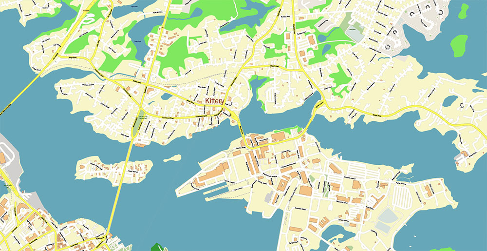 Rochester Dover Portsmouth New Hampshire USA Vector Map Exact High Detailed Street Map editable Adobe Illustrator in layers