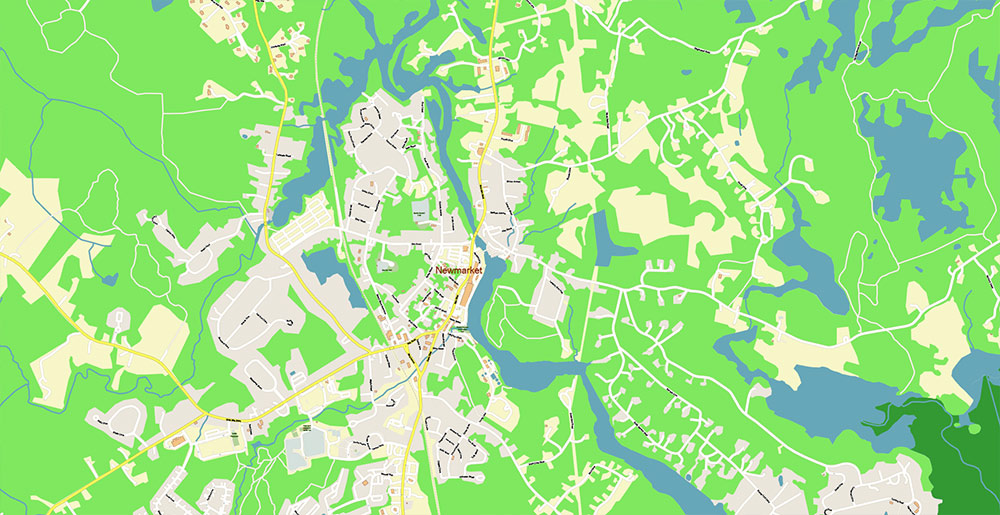 Rochester Dover Portsmouth New Hampshire USA Vector Map Exact High Detailed Street Map editable Adobe Illustrator in layers