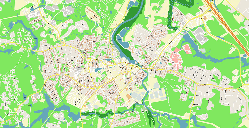 Rochester Dover Portsmouth New Hampshire USA Vector Map Exact High Detailed Street Map editable Adobe Illustrator in layers