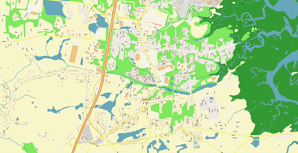 Rochester Dover Portsmouth New Hampshire USA Vector Map Exact High Detailed Street Map editable Adobe Illustrator in layers