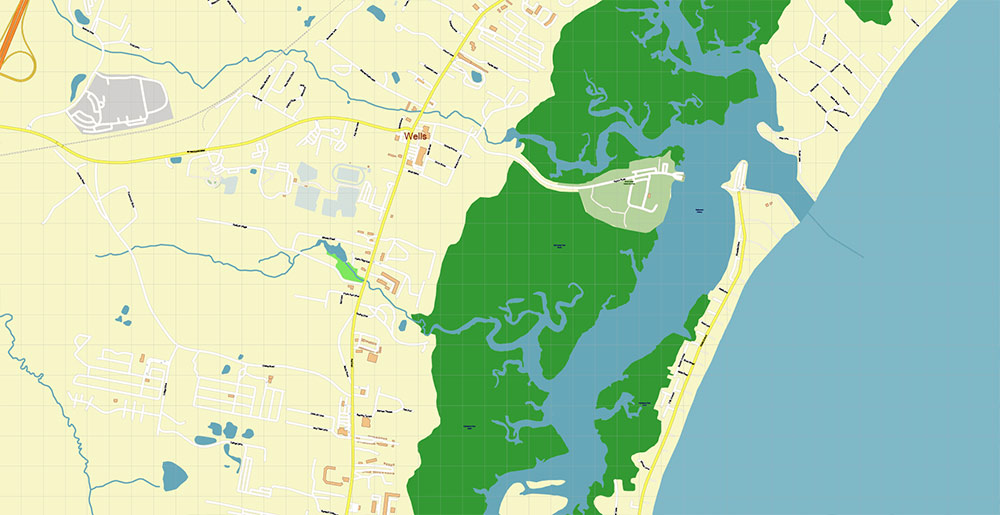 Rochester Dover Portsmouth New Hampshire USA Vector Map Exact High Detailed Street Map editable Adobe Illustrator in layers