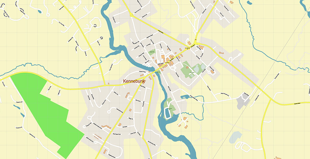 Rochester Dover Portsmouth New Hampshire USA Vector Map Exact High Detailed Street Map editable Adobe Illustrator in layers