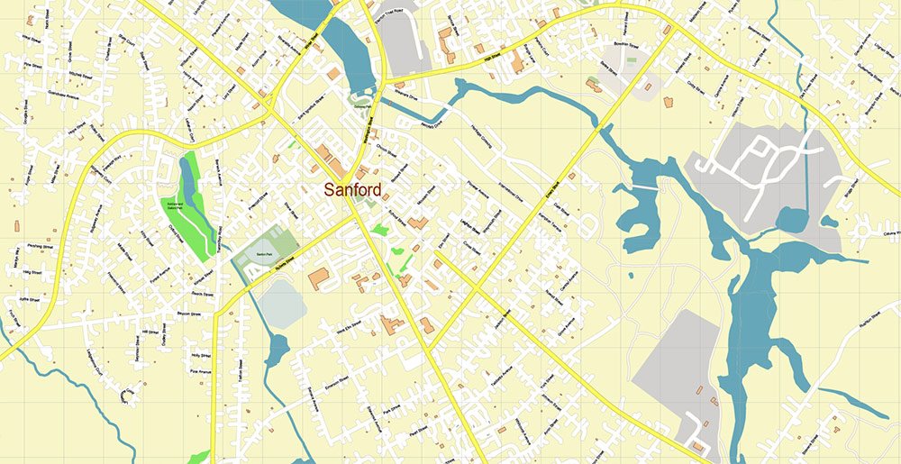 Rochester Dover Portsmouth New Hampshire USA Vector Map Exact High Detailed Street Map editable Adobe Illustrator in layers