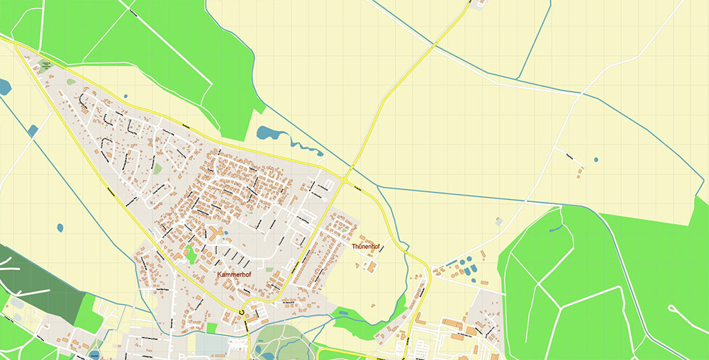 Rostock Germany Vector Map Exact High Detailed Street Map editable Adobe Illustrator in layers