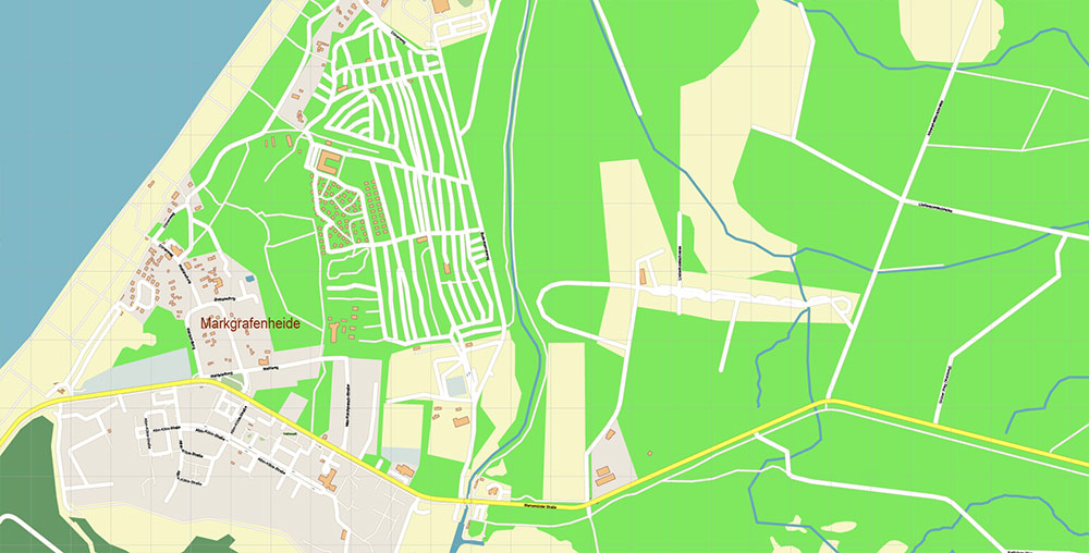 Rostock Germany Vector Map Exact High Detailed Street Map editable Adobe Illustrator in layers