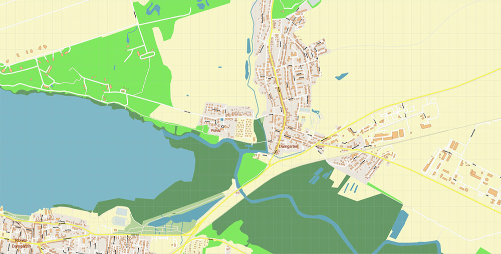Rostock Germany Vector Map Exact High Detailed Street Map editable Adobe Illustrator in layers