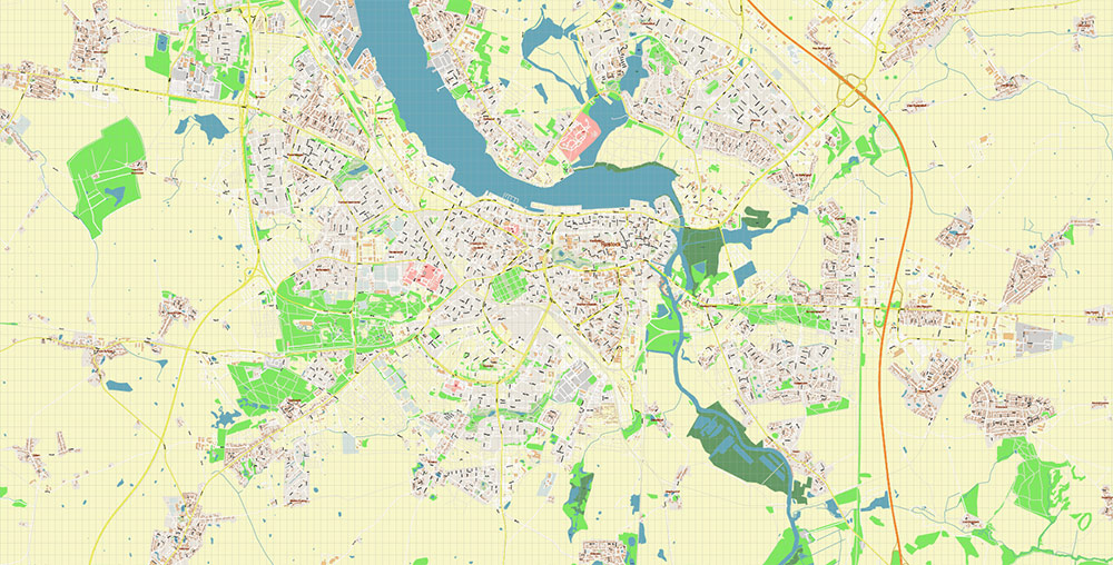 Rostock Germany Vector Map Exact High Detailed Street Map editable Adobe Illustrator in layers