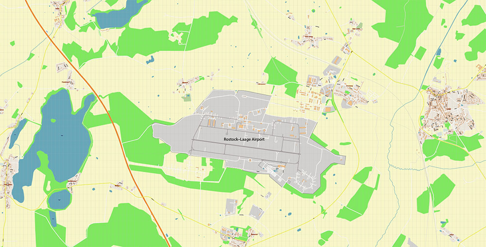 Rostock Germany Vector Map Exact High Detailed Street Map editable Adobe Illustrator in layers