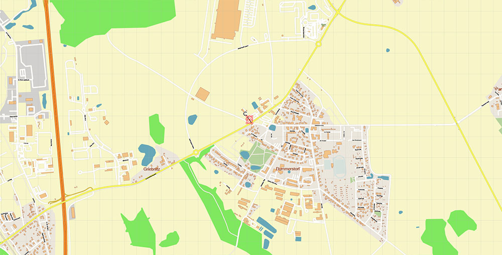 Rostock Germany Vector Map Exact High Detailed Street Map editable Adobe Illustrator in layers
