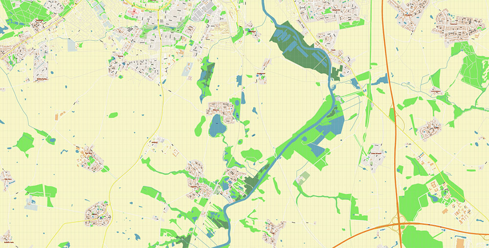 Rostock Germany Vector Map Exact High Detailed Street Map editable Adobe Illustrator in layers
