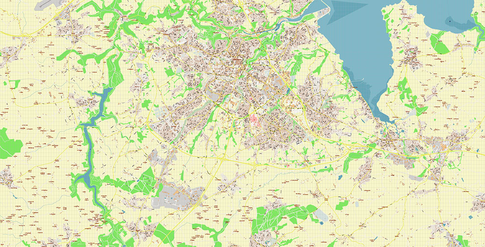Saint-Brieuc France Vector Map Exact High Detailed Street Map editable Adobe Illustrator in layers