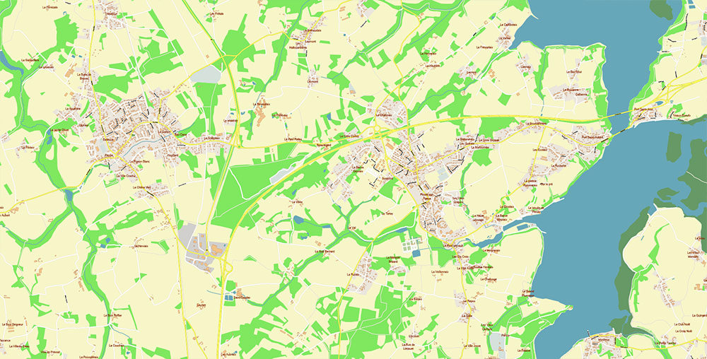Saint-Malo Dinan France Vector Map Exact High Detailed Street Map editable Adobe Illustrator in layers