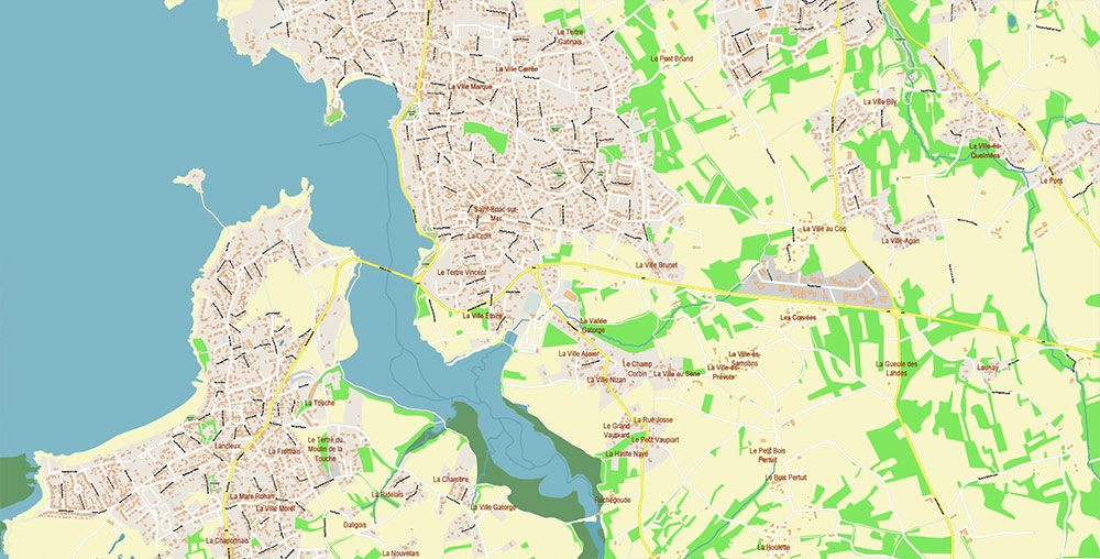 Saint-Malo Dinan France Vector Map Exact High Detailed Street Map editable Adobe Illustrator in layers
