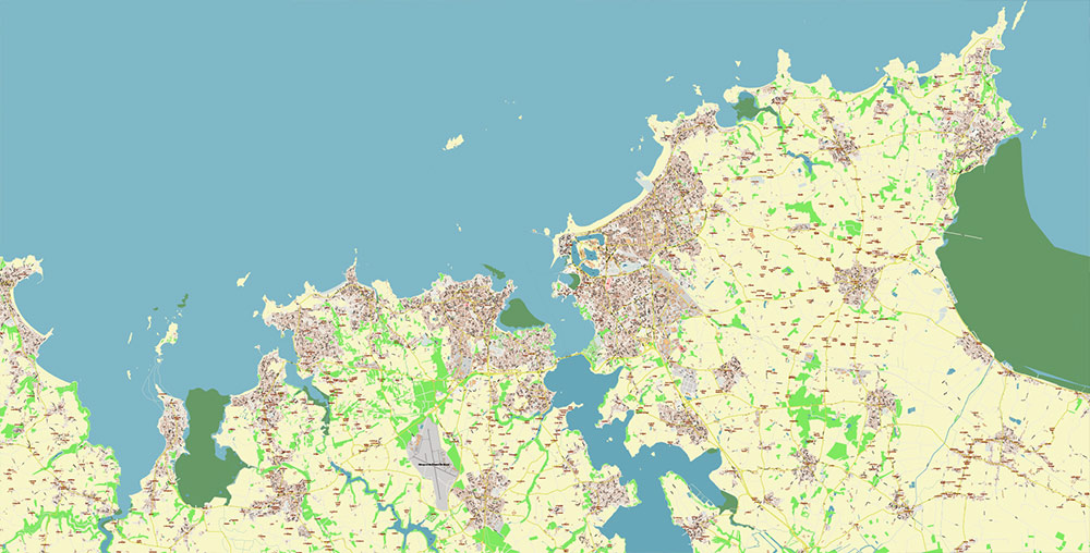 Saint-Malo Dinan France Vector Map Exact High Detailed Street Map editable Adobe Illustrator in layers