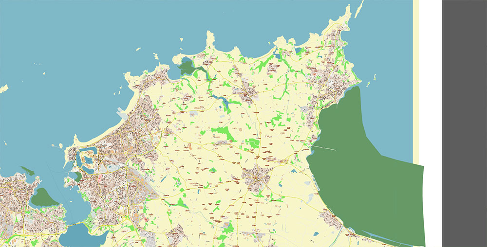 Saint-Malo Dinan France Vector Map Exact High Detailed Street Map editable Adobe Illustrator in layers