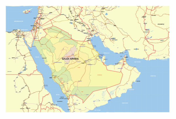 Saudi Arabia Map Vector Exact Low Detailed Road & Admin Map editable Adobe Illustrator and PDF in layers in 1 archive Saudi Arabia Map Vector Exact Low Detailed Road & Admin Map editable Adobe Illustrator and PDF in layers in 1 archive