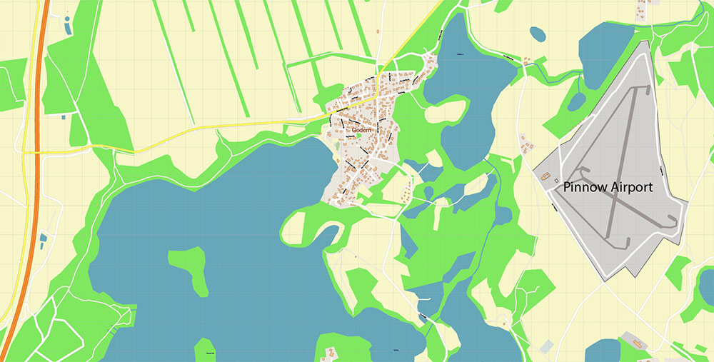 Schwerin Germany Vector Map Exact High Detailed Street Map editable Adobe Illustrator in layers