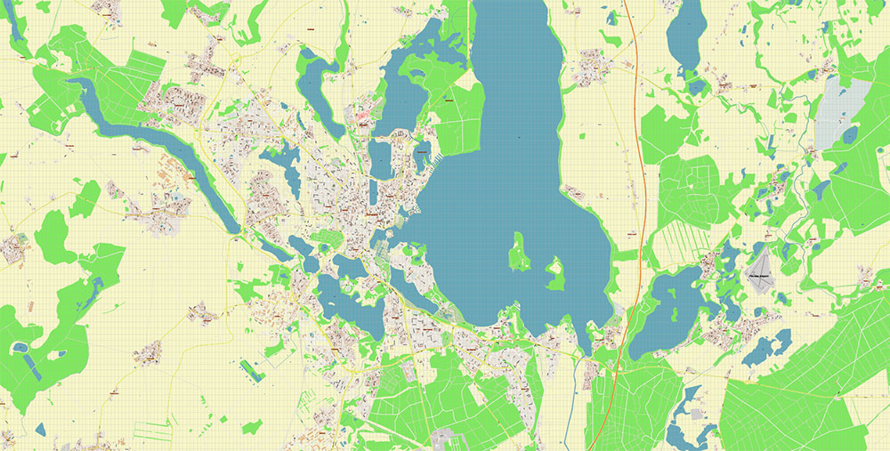 Schwerin Germany Vector Map Exact High Detailed Street Map editable Adobe Illustrator in layers