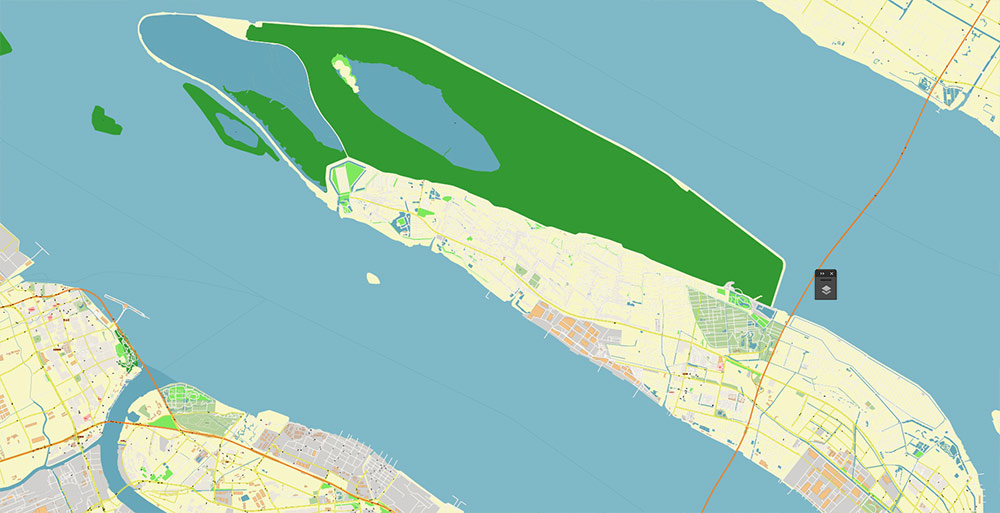 Shanghai China Waigaoqiao Port Map Vector Exact High Detailed Street Map editable Adobe Illustrator in layers