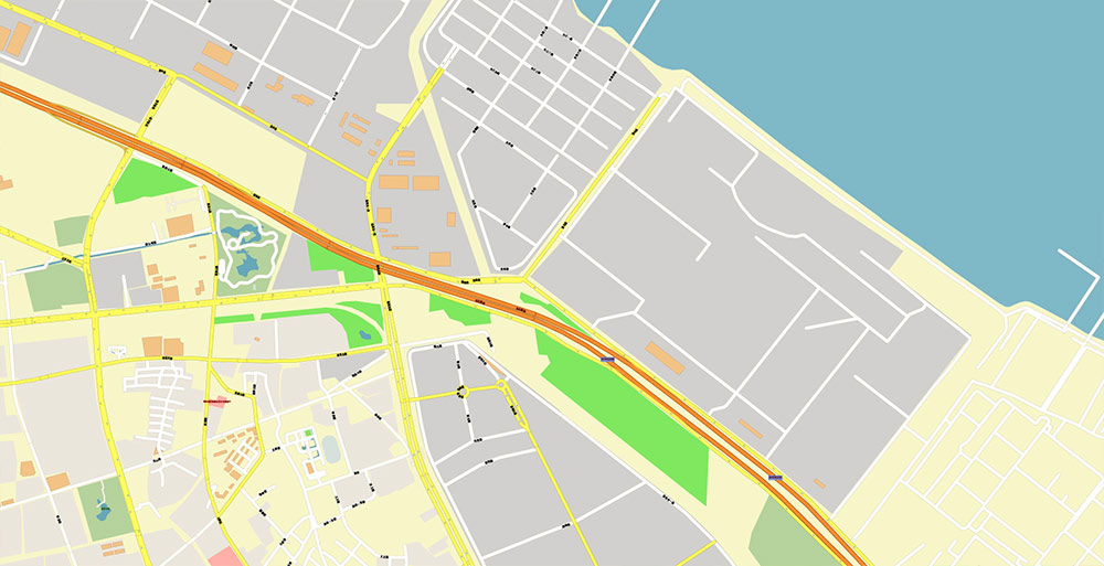 Shanghai China Waigaoqiao Port Map Vector Exact High Detailed Street Map editable Adobe Illustrator in layers