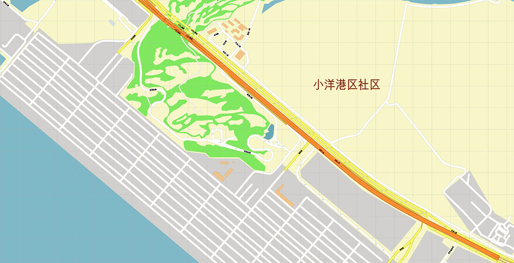 Shanghai China Yangshan Deep Water Port Map Vector Exact High Detailed Street Map editable Adobe Illustrator in layers Shanghai China Yangshan Deep Water Port Map Vector Exact High Detailed Street Map editable Adobe Illustrator in layers