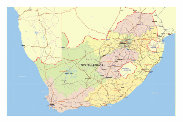 South Africa Map Vector Exact Low Detailed Road & Admin Map editable Adobe Illustrator and PDF in layers in 1 archive South Africa Map Vector Exact Low Detailed Road & Admin Map editable Adobe Illustrator and PDF in layers in 1 archive