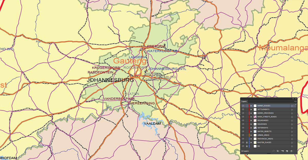 South Africa Map Vector Exact Low Detailed Road & Admin Map editable Adobe Illustrator and PDF in layers in 1 archive South Africa Map Vector Exact Low Detailed Road & Admin Map editable Adobe Illustrator and PDF in layers in 1 archive