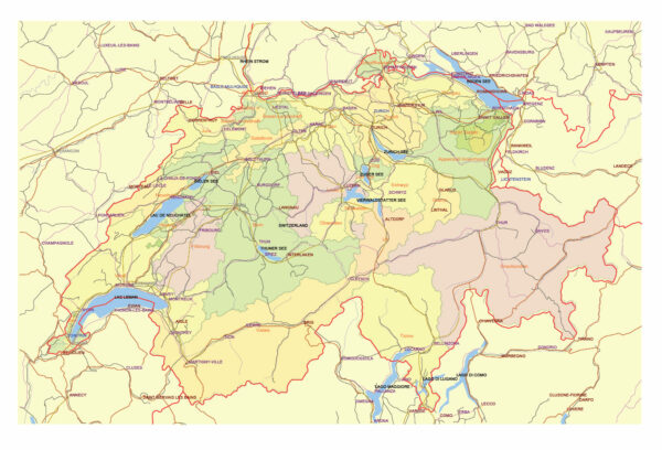 Switzerland Map Vector Exact Low Detailed Road & Admin Map editable Adobe Illustrator and PDF in layers in 1 archive Switzerland Map Vector Exact Low Detailed Road & Admin Map editable Adobe Illustrator and PDF in layers in 1 archive