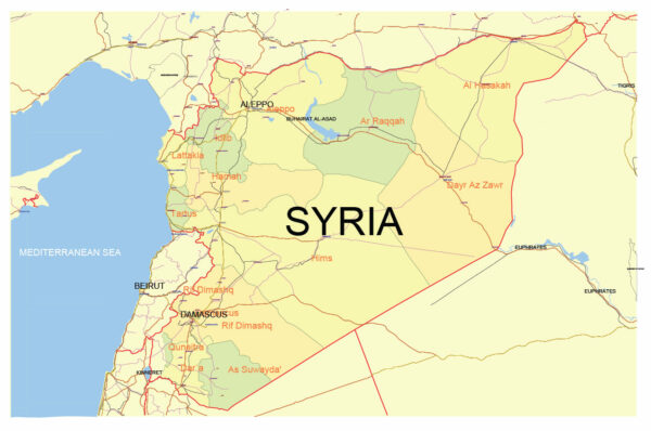 Syria Map Vector Exact Low Detailed Road & Admin Map editable Adobe Illustrator and PDF in layers in 1 archive Syria Map Vector Exact Low Detailed Road & Admin Map editable Adobe Illustrator and PDF in layers in 1 archive