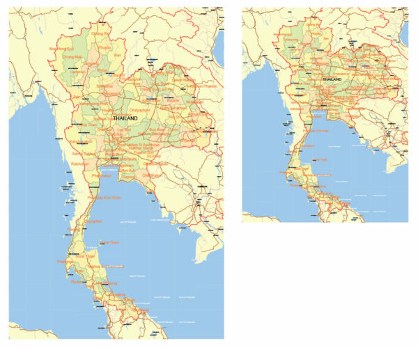 Thailand Map Vector Exact Low Detailed Road & Admin Map editable Adobe Illustrator and PDF in layers in 1 archive Thailand Map Vector Exact Low Detailed Road & Admin Map editable Adobe Illustrator and PDF in layers in 1 archive