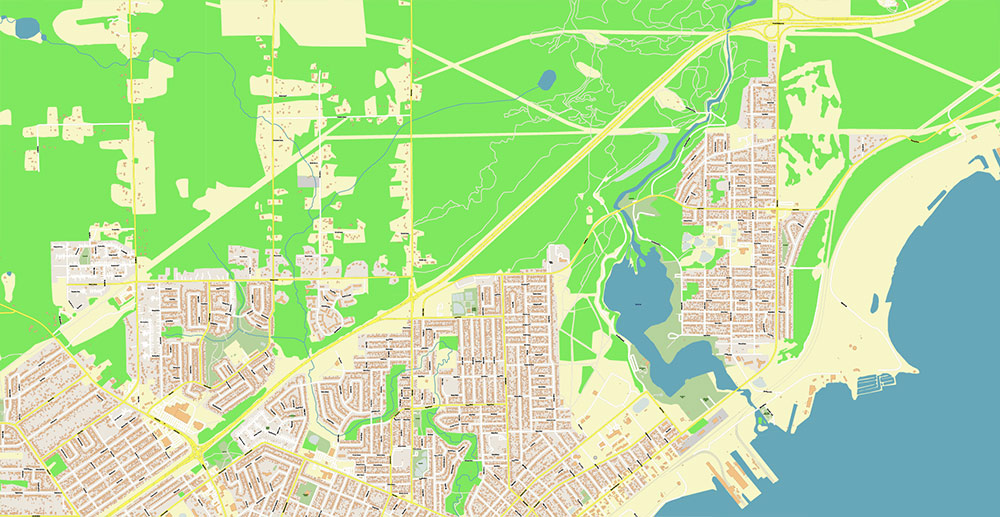 Thunder Bay Canada Vector Map Exact High Detailed Street Map editable Adobe Illustrator in layers
