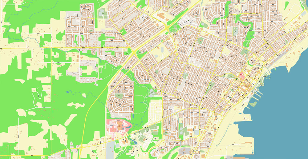 Thunder Bay Canada Vector Map Exact High Detailed Street Map editable Adobe Illustrator in layers
