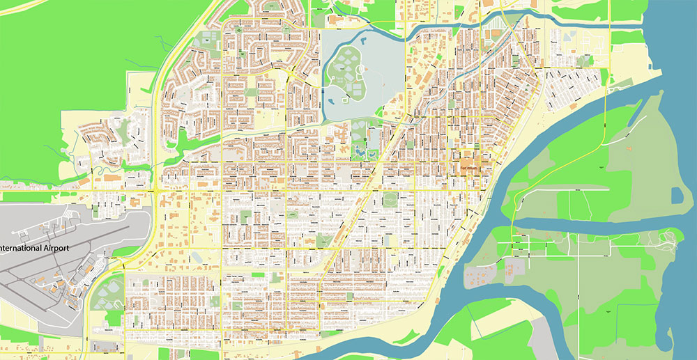 Thunder Bay Canada Vector Map Exact High Detailed Street Map editable Adobe Illustrator in layers