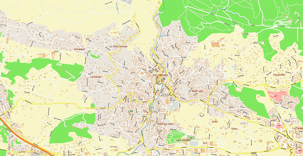 Toulon France Vector Map Exact High Detailed Street Map editable Adobe Illustrator in layers