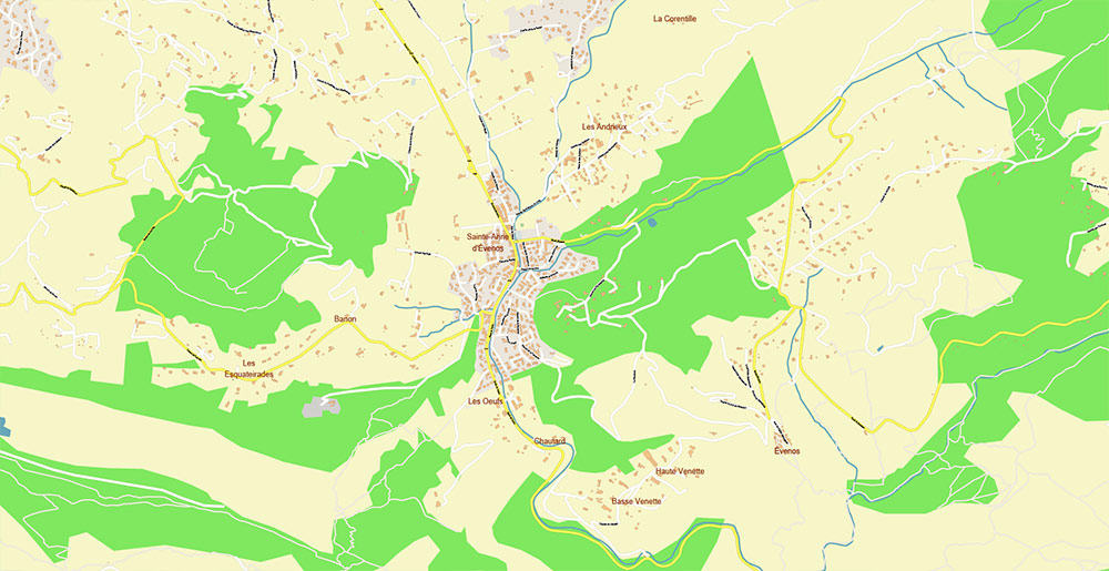 Toulon France Vector Map Exact High Detailed Street Map editable Adobe Illustrator in layers