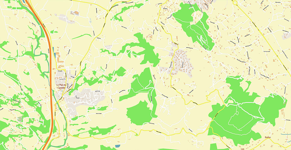 Toulon France Vector Map Exact High Detailed Street Map editable Adobe Illustrator in layers