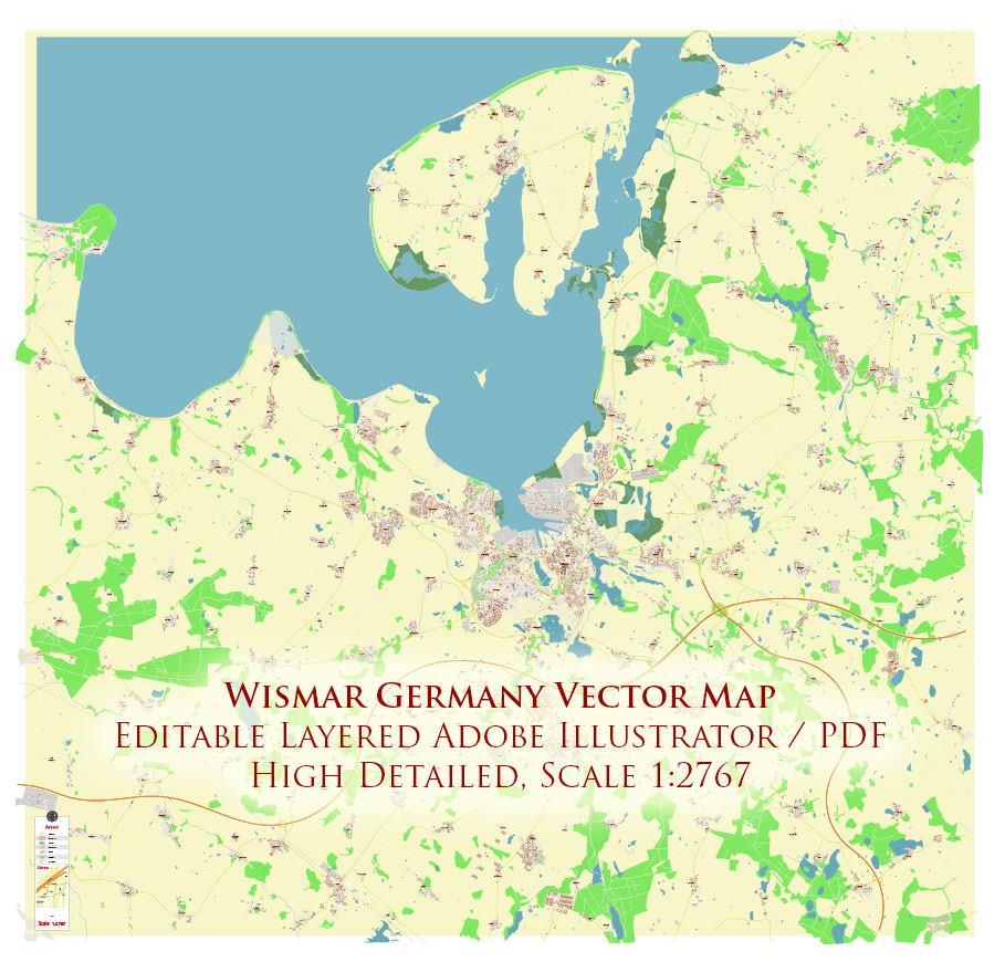 Wismar Germany Vector Map Exact High Detailed Street Map editable Adobe Illustrator in layers Wismar Germany Vector Map Exact High Detailed Street Map editable Adobe Illustrator in layers