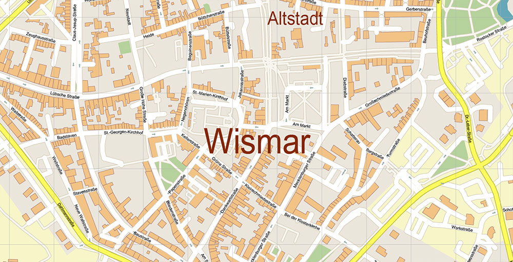 Wismar Germany Vector Map Exact High Detailed Street Map editable Adobe Illustrator in layers Wismar Germany Vector Map Exact High Detailed Street Map editable Adobe Illustrator in layers