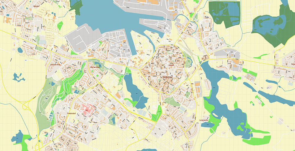 Wismar Germany Vector Map Exact High Detailed Street Map editable Adobe Illustrator in layers Wismar Germany Vector Map Exact High Detailed Street Map editable Adobe Illustrator in layers