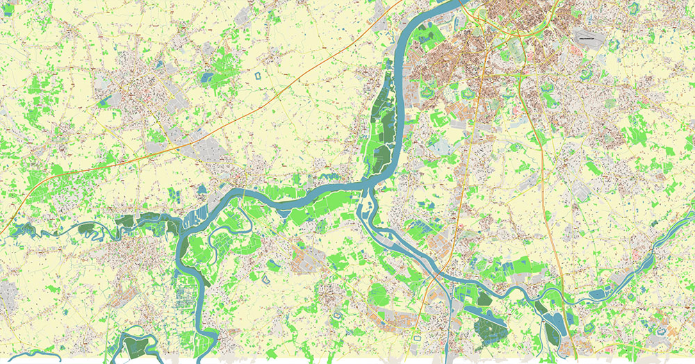 Antwerpen Belgium Vector Map exact detailed City Plan editable Layered Adobe Illustrator Street Map